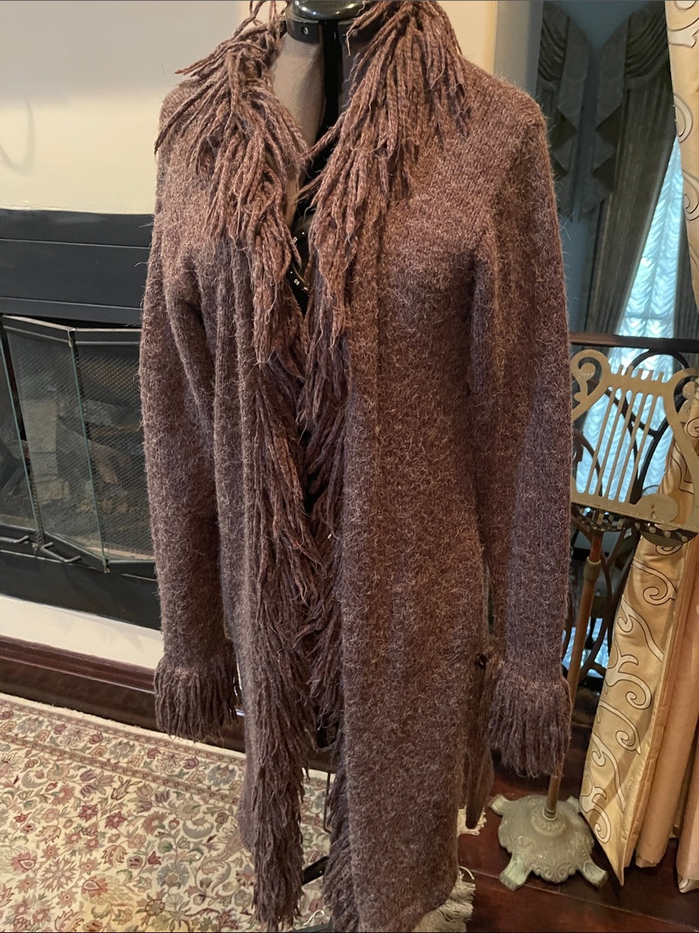 06.08.2026 Long Open Fringe Cardigan Sweater -Heather Purple